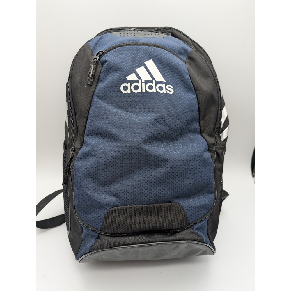 Adidas Navy Blue Black Backpack with Shoe Compartment Neon Yellow Interior